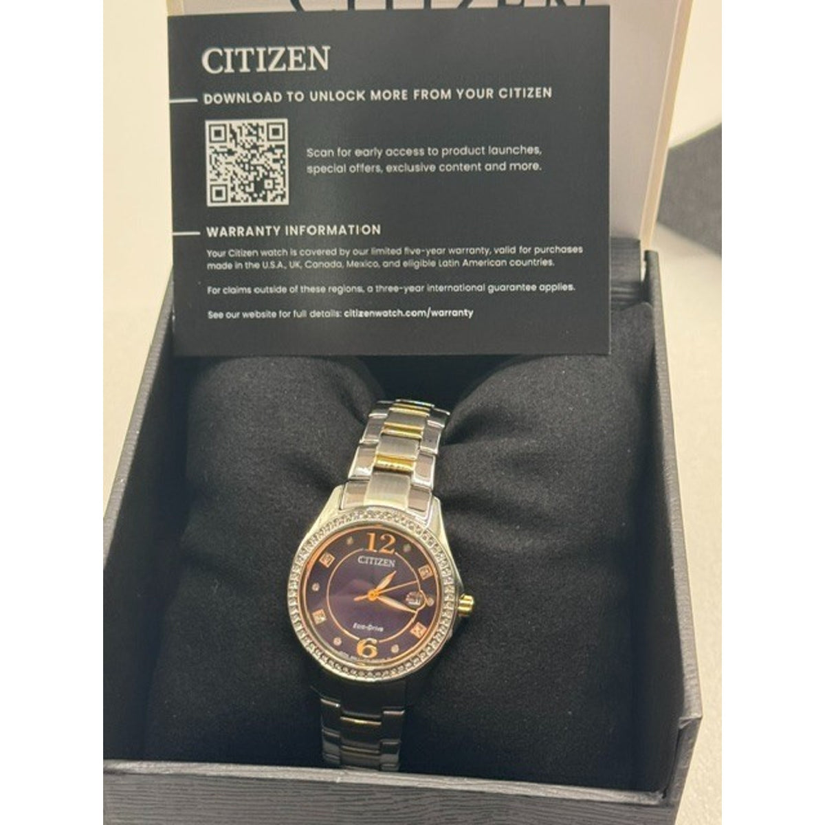 Citizen FE1146-71L Eco-Drive Two-Tone Crystal Diamond Ladies Watch 29mm
