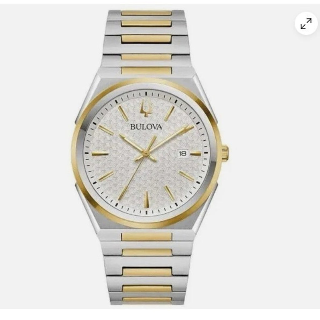 Bulova Classic Two-Tone Stainless Steel Quartz Men's Watch 98B424 w stickers