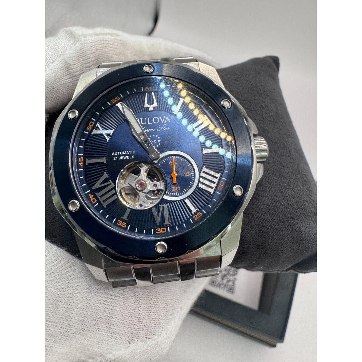 BULOVA Marine Star 98A302 Blue Auto 200M Men's Watch in Box