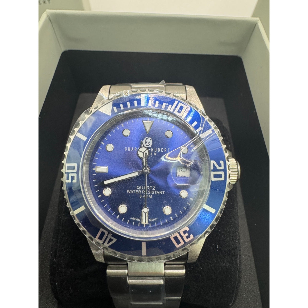 Charles-Hubert Blue Diver Paris Mens Stainless Steel Quartz Watch #3812