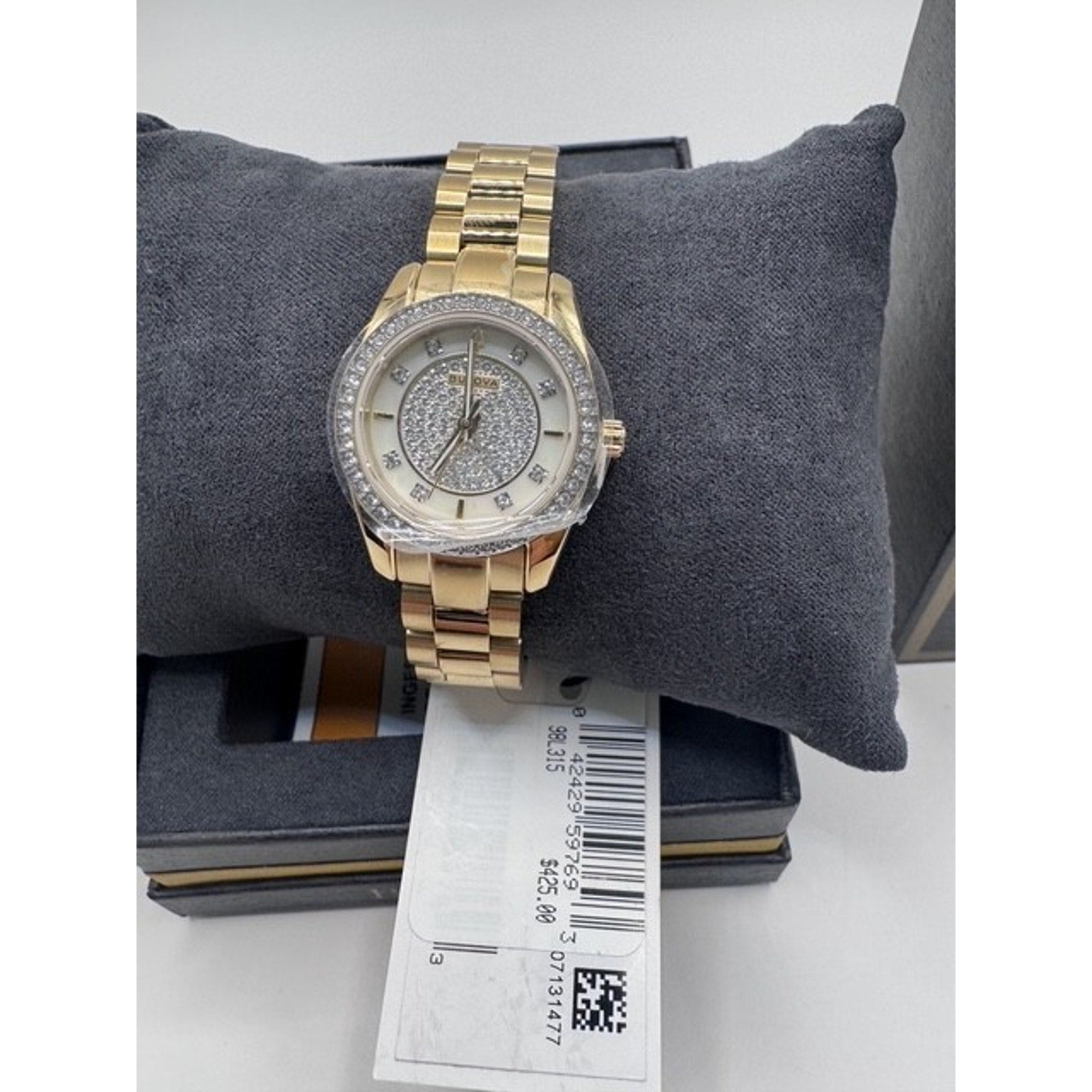 Bulova Classic Gemmed Diamond Stainless Steel Quartz Women's Watch - 98L315