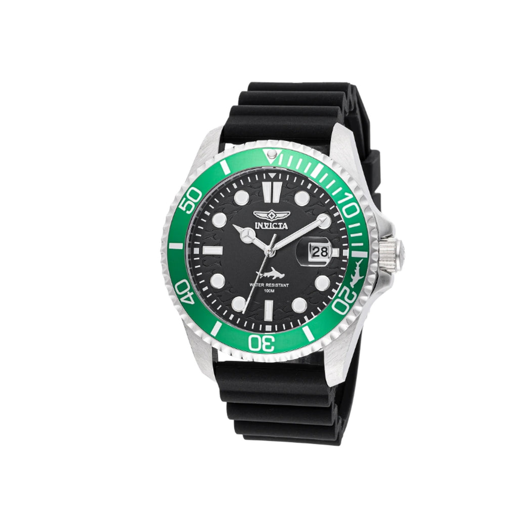 Invicta Pro Diver Shark 47166 43mm Green Bezel Black Dial Silicone Strap $249