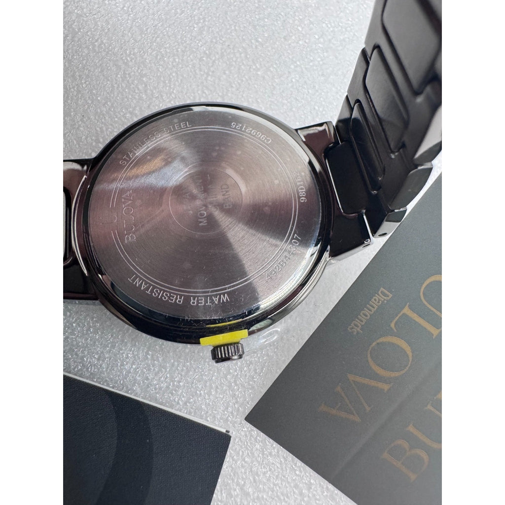 Bulova Diamond Mens Gray Stainless Steel Bracelet Watch 98d162 RETAIL $395