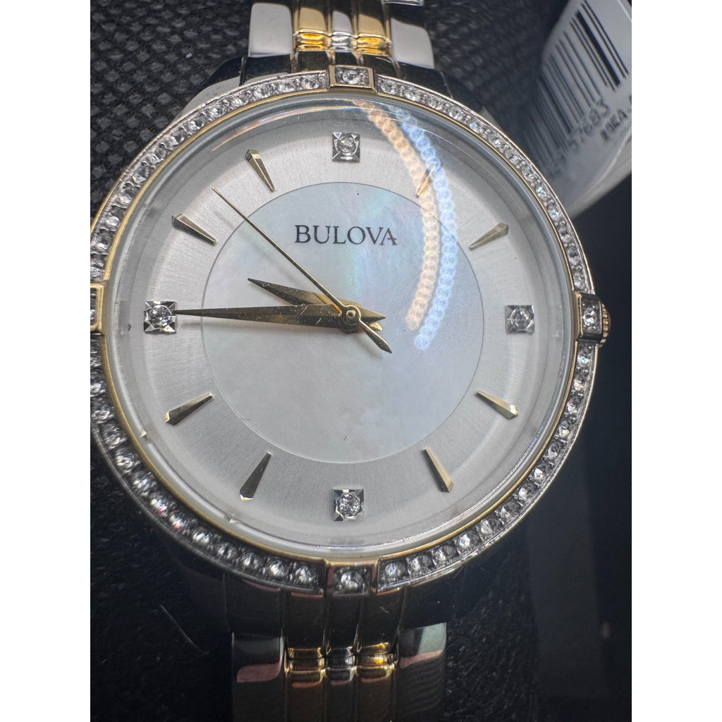Bulova Women's Quartz Crystal Accent Two-Tone 32mm Watch 98L273 $375 RETAIL