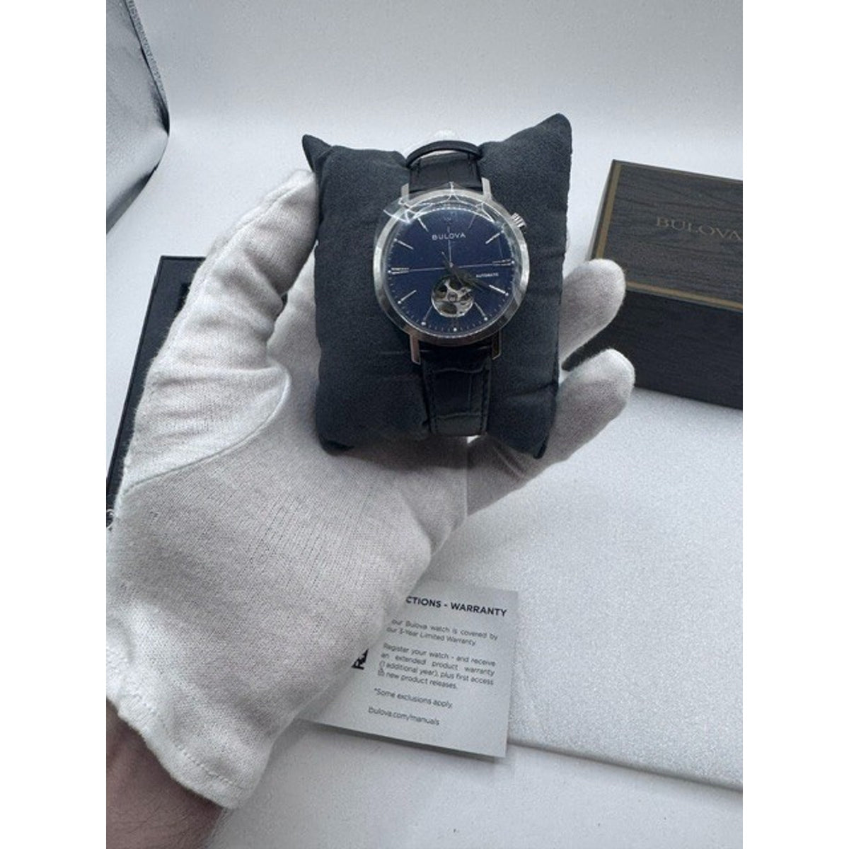 Bulova Aerojet Open Heart Automatic Blue Dial 38mm Classic Men's Watch 96A342