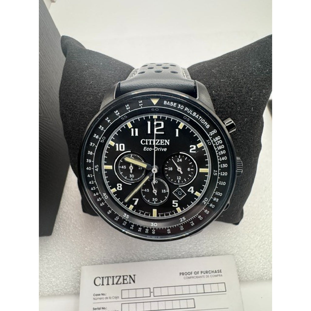 Citizen Eco-Drive Sport Casual Black Gray Mens 44mm Chronograph Watch CA4505-04E
