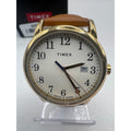 Timex Easy Reader Gold-Tone Case White Dial with Leather Strap