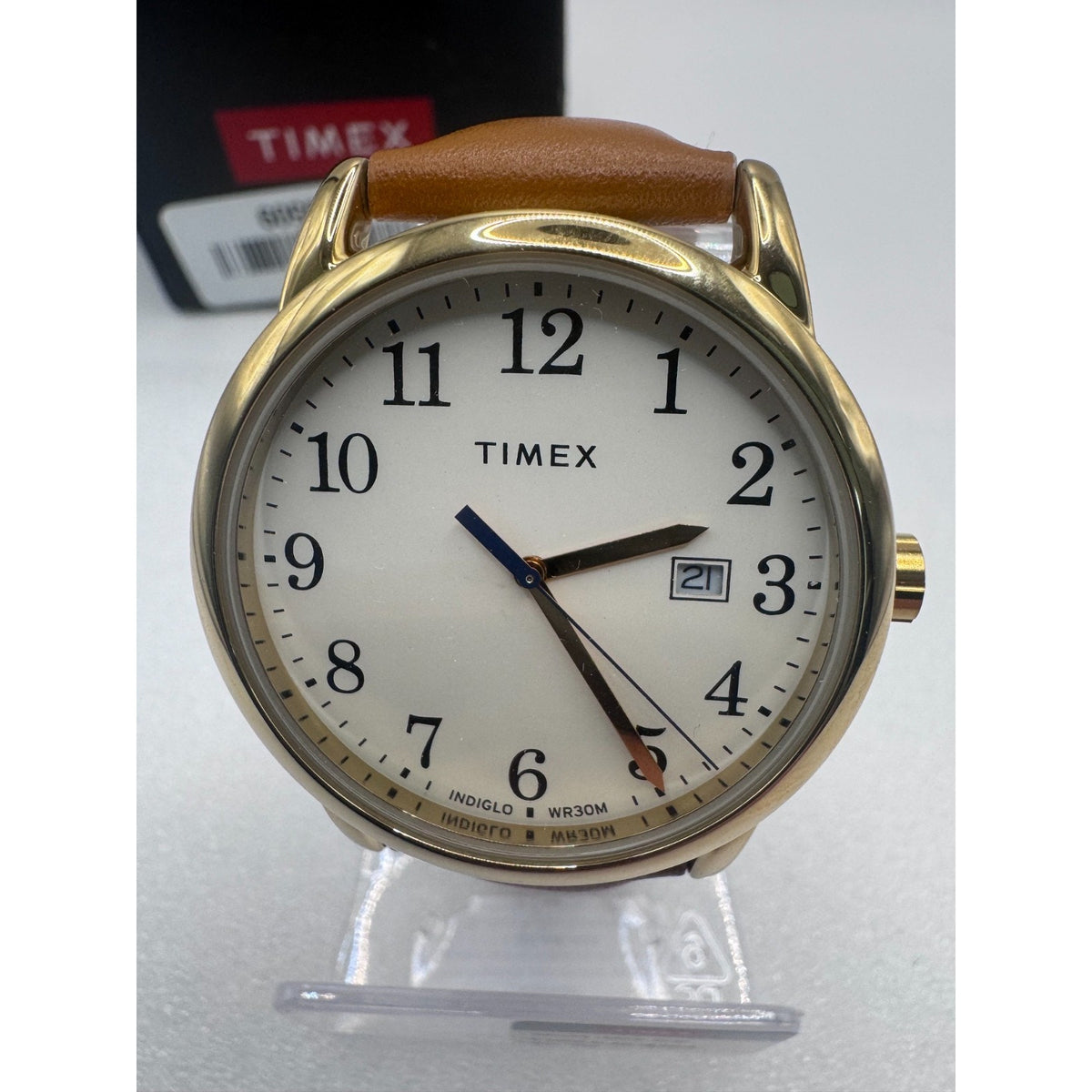 Timex Easy Reader Gold-Tone Case White Dial with Leather Strap