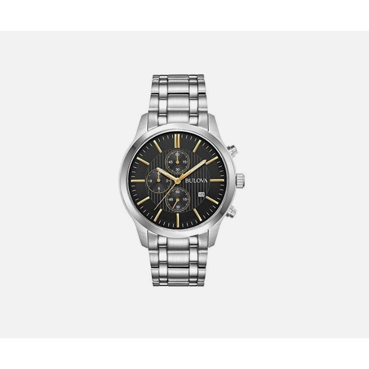 Bulova Men's Chronograph Date Silver Stainless Steel Quartz Watch 43MM 96B305