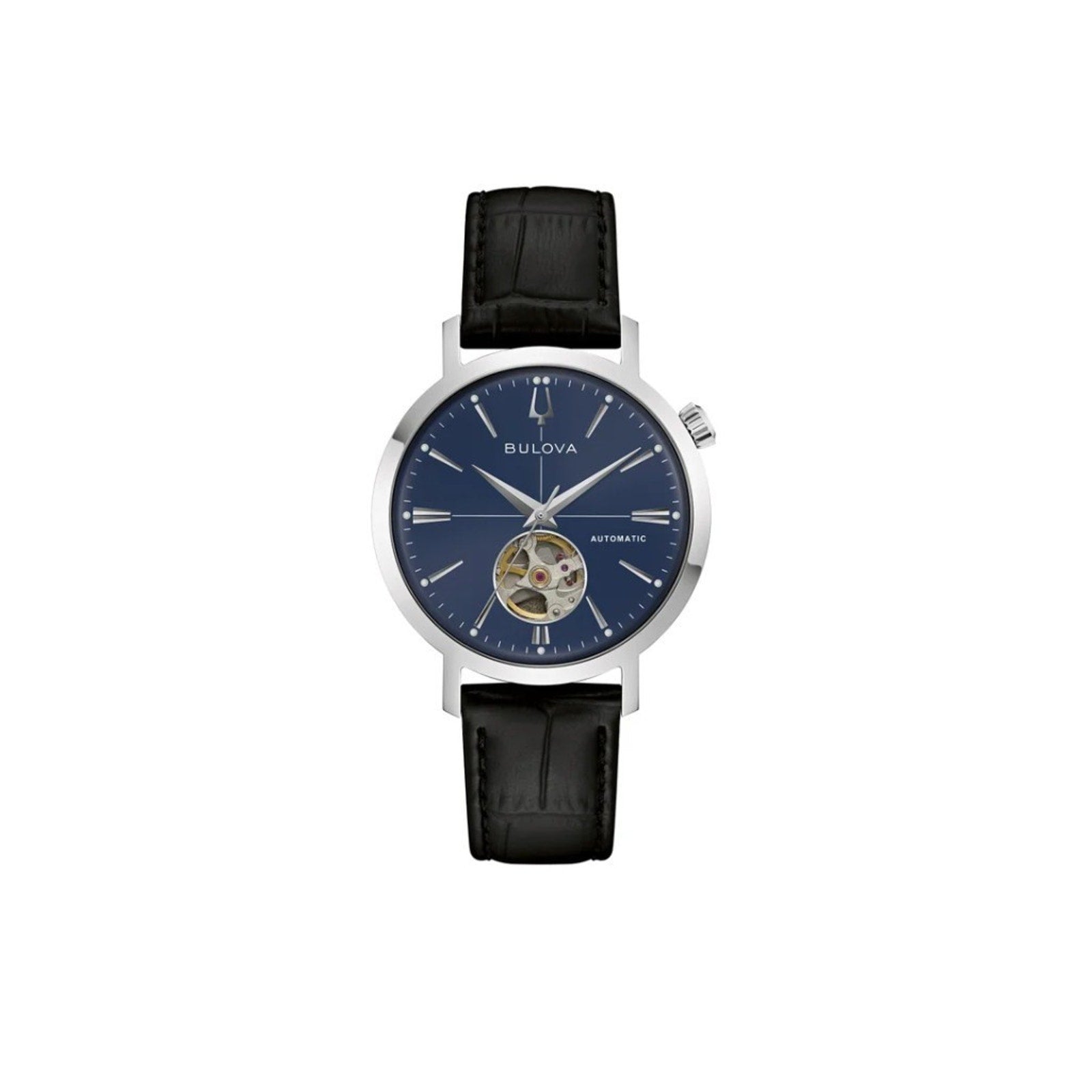 NEW Bulova Aerojet, Blue Stainless Steel Leather Automatic Men's Watch - 96A342