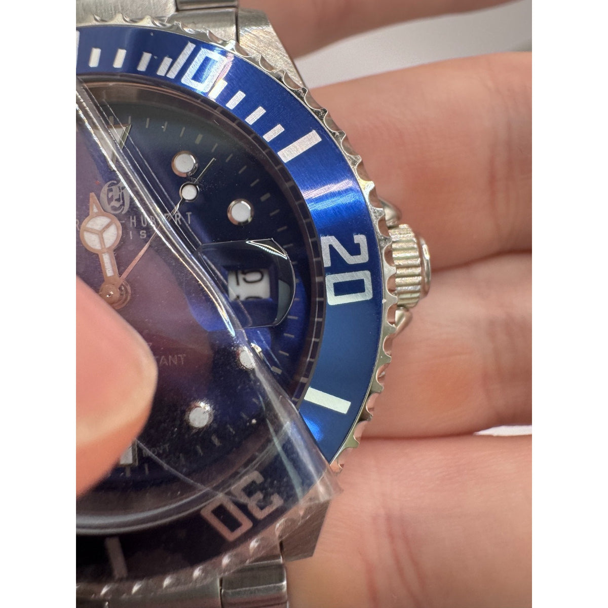 Charles-Hubert Blue Diver Paris Mens Stainless Steel Quartz Watch #3812