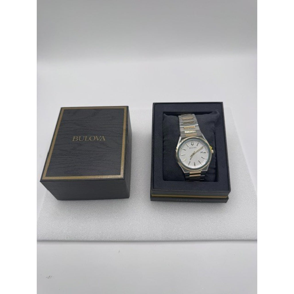 Bulova Classic Two-Tone Stainless Steel Quartz Men's Watch 98B424 w stickers