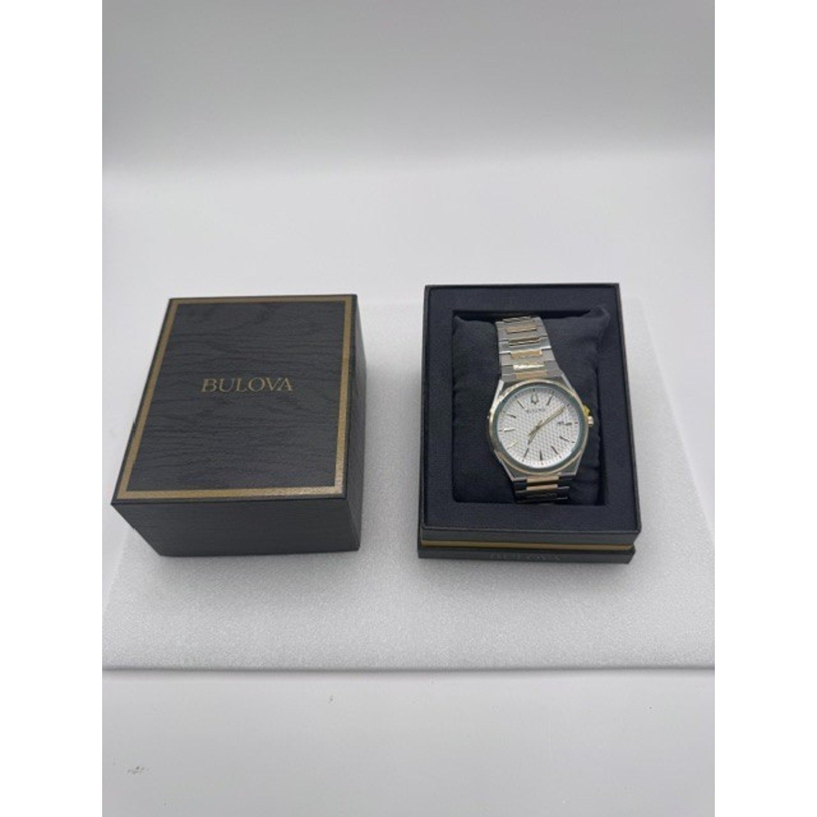 Bulova Classic Two-Tone Stainless Steel Quartz Men's Watch 98B424 w stickers