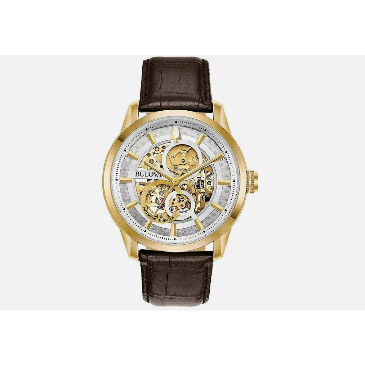 BULOVA Sutton Automatic Gold Tone Skeleton Unisex Watch NEW W IMPERF
