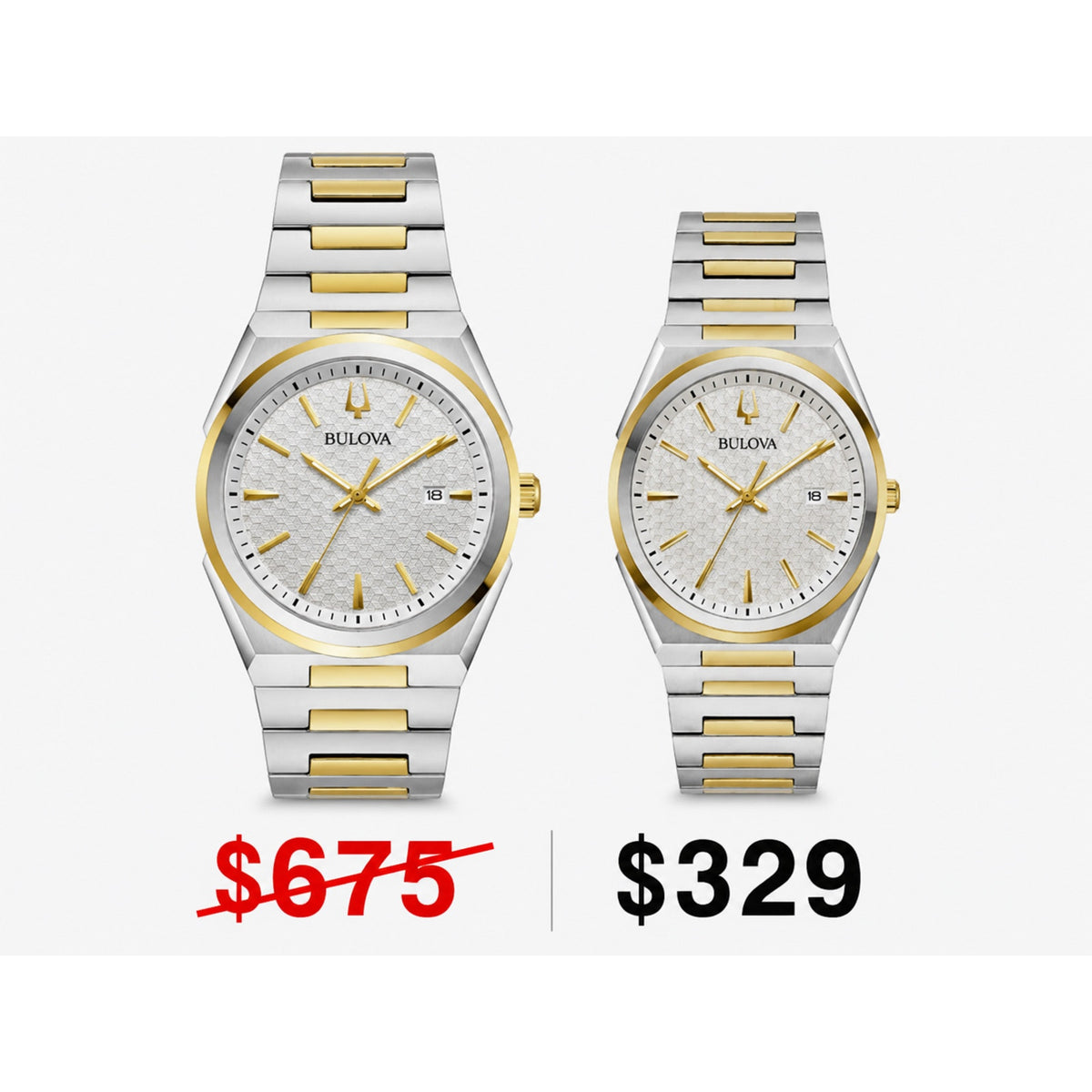 Bulova Couple Watch Classic Two Tone Stainless Steel Quartz Her & His Matching