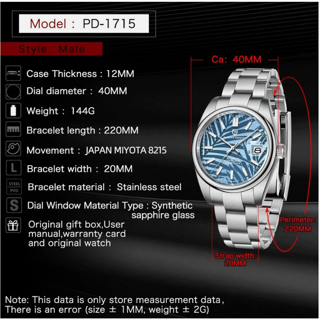 Pagani Design PD-1715 Mechanical Automatic Watch Sapphire Mirror MIYOTA8215