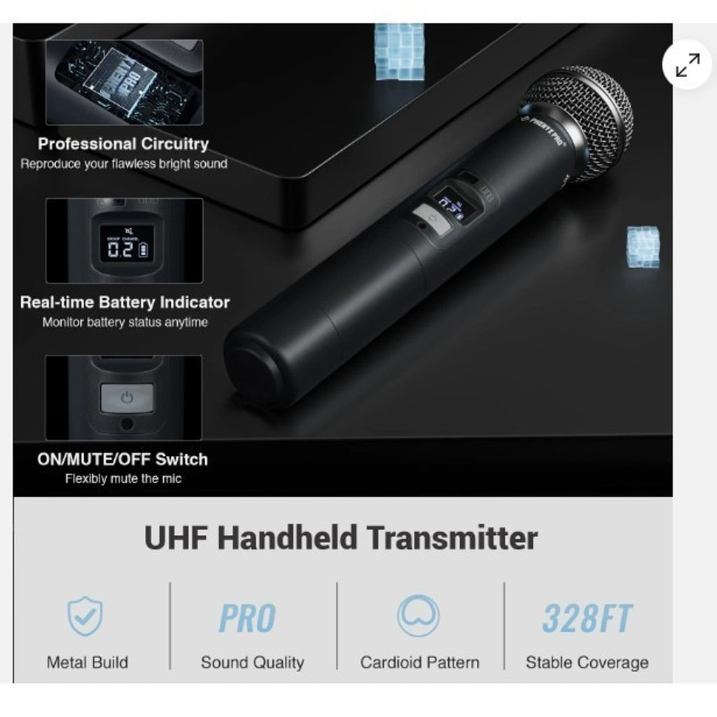 Phenyx Pro 4-Channel Wireless Microphone System w/Auto PTU-7000-2H2B, Black