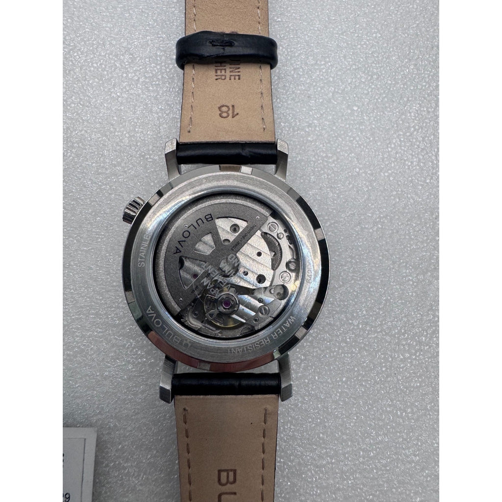 NEW Bulova Aerojet, Blue Stainless Steel Leather Automatic Men's Watch - 96A342