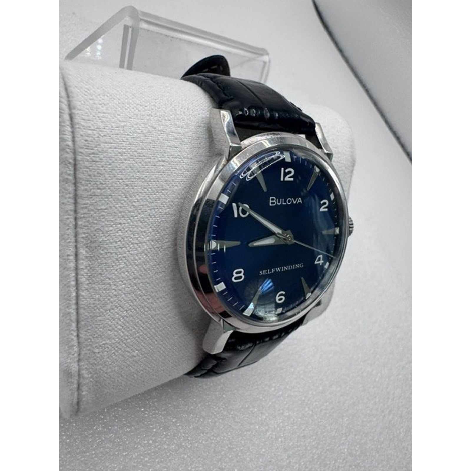 Bulova 96A242 Classic Automatic Blue Dial Leather Strap Selfwinding Watch $499