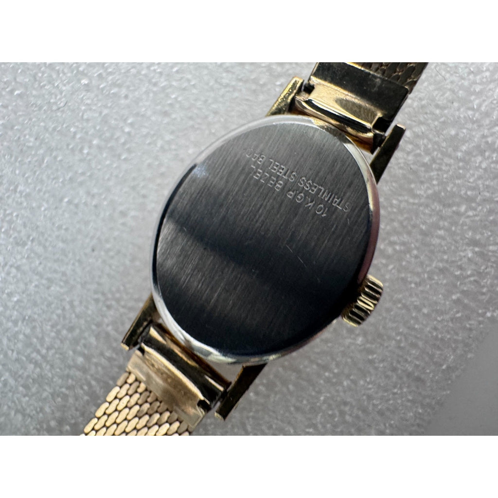 OMEGA Women's Vintage Oval Manual Mechanical Champagne Dial Gold Mesh Bracelet