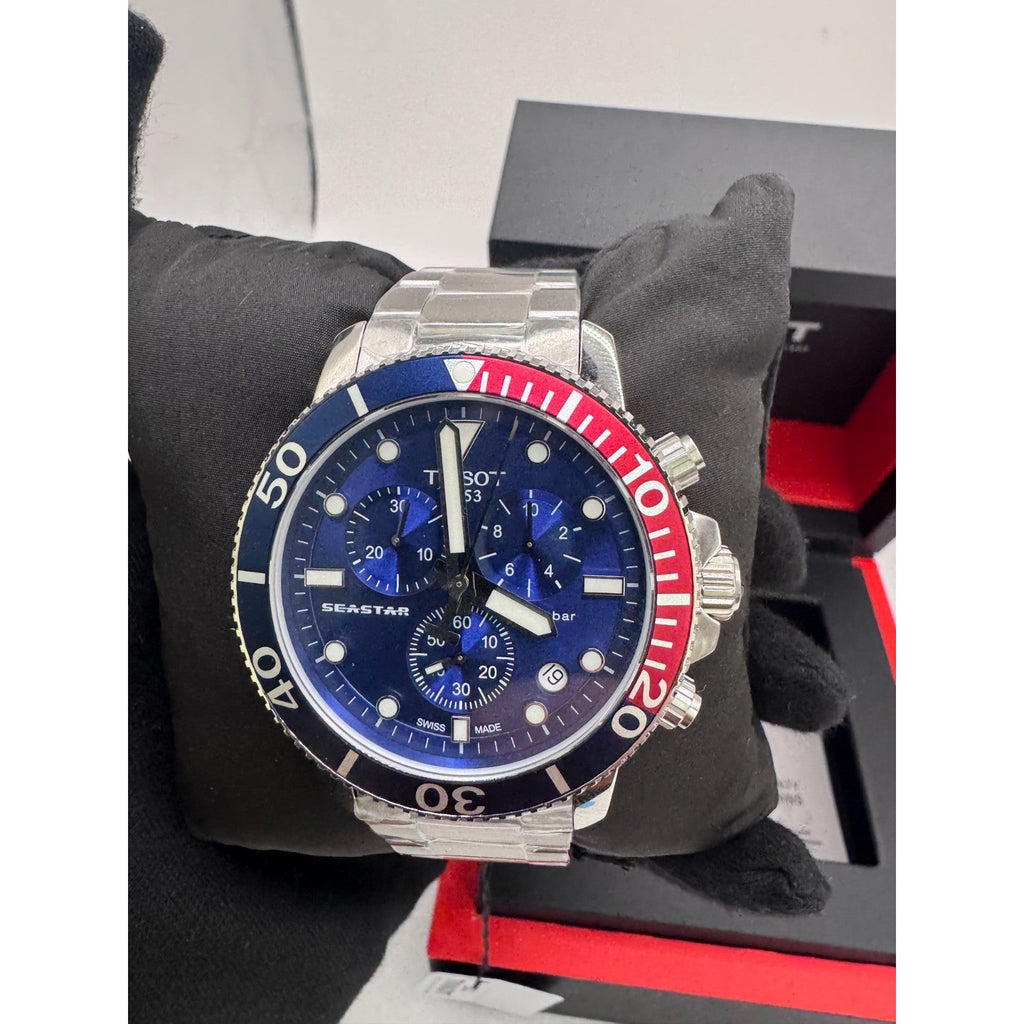 TISSOT SEASTAR 1000 QUARTZ CHRONO BLUE DIAL PEPSI SWISS WATCH T120.417.11.041.03