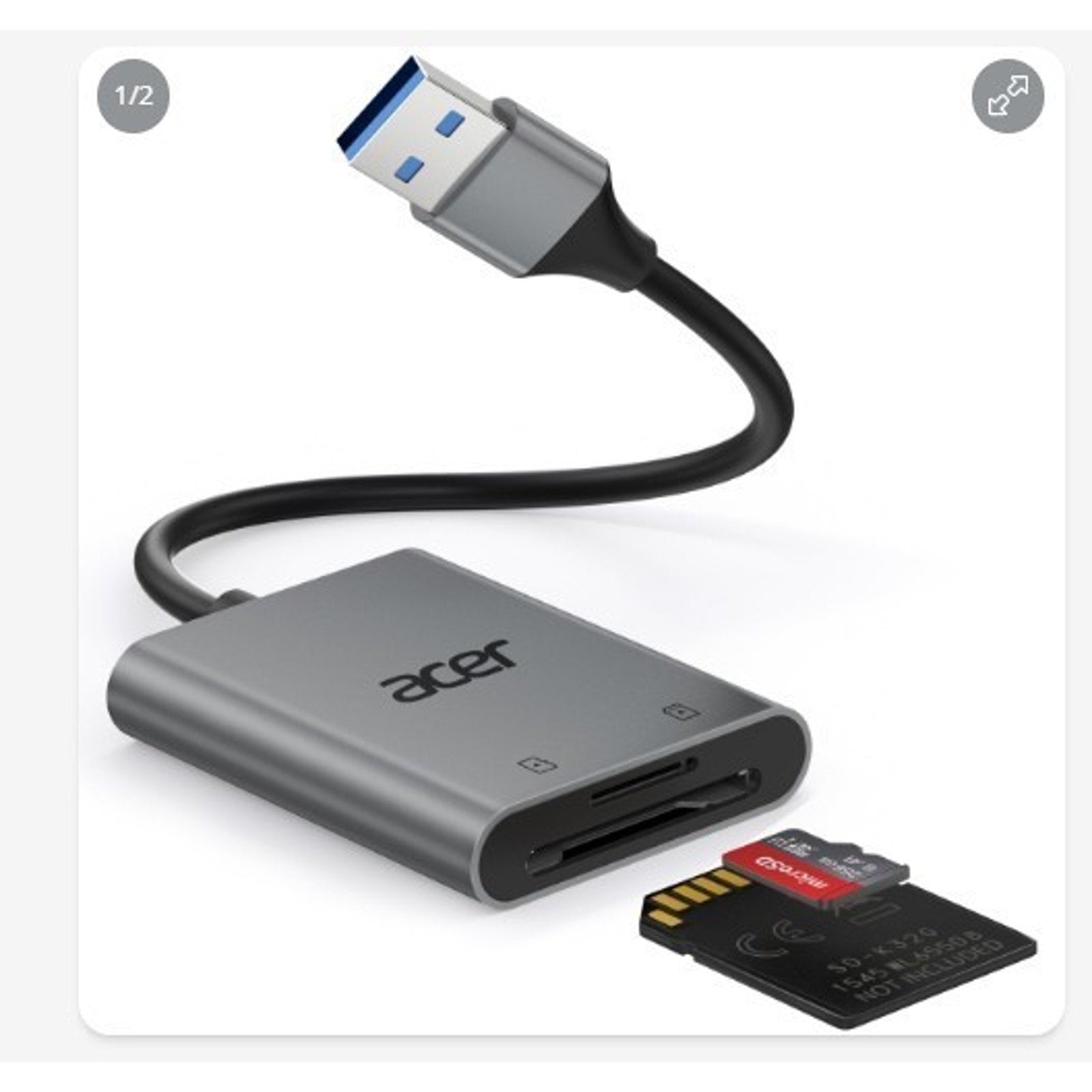 NEW SD Card Reader, USB a 3.0 to Micro Memory Card Reader, Aluminum Dual Slot SD