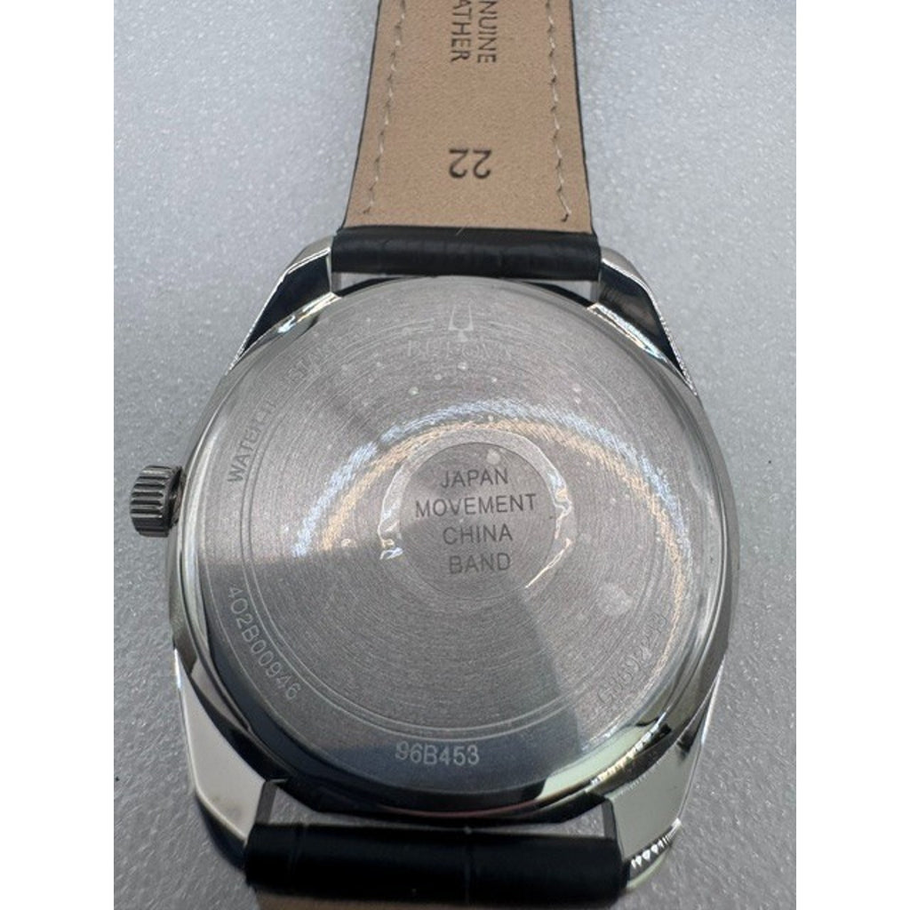 Bulova Men's Classic Date Indicator Quartz Black Leather Watch 42MM 96B453 NEW