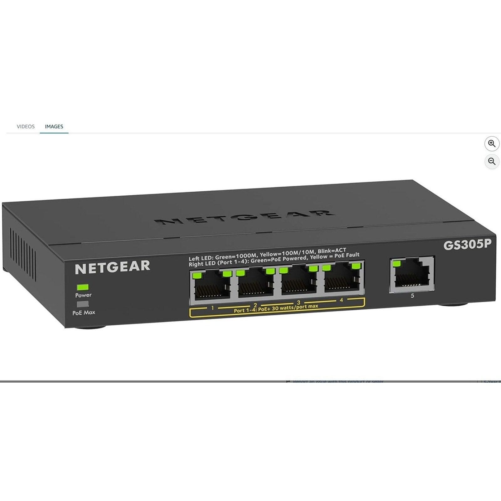 NETGEAR 5-Port Unmanaged PoE Switch GS305P Black - NEW