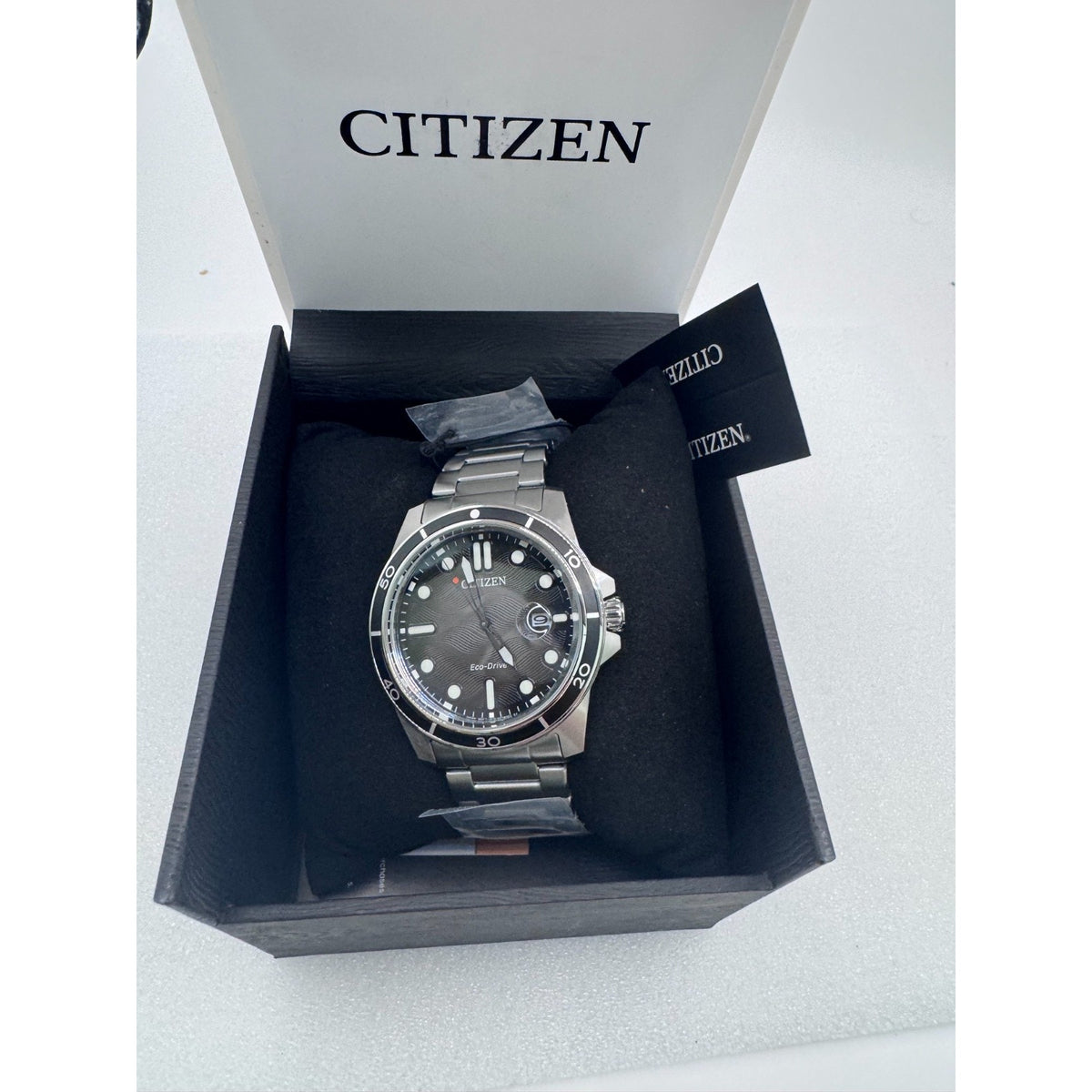 Citizen Marine 1810 Eco-Drive Black Dial Men's Watch AW1816-89E NEW w STICKERS
