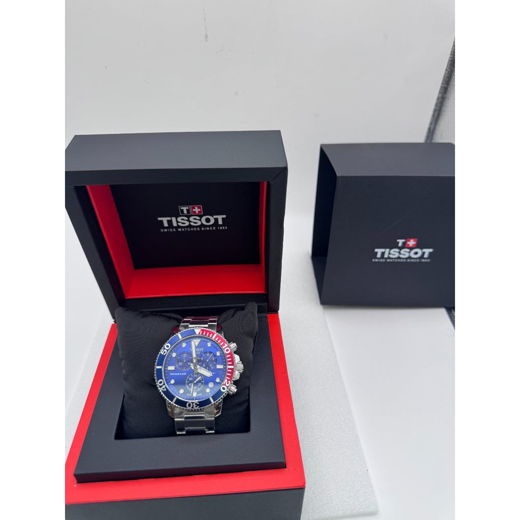 TISSOT SEASTAR 1000 QUARTZ CHRONO BLUE DIAL PEPSI SWISS WATCH T120.417.11.041.03