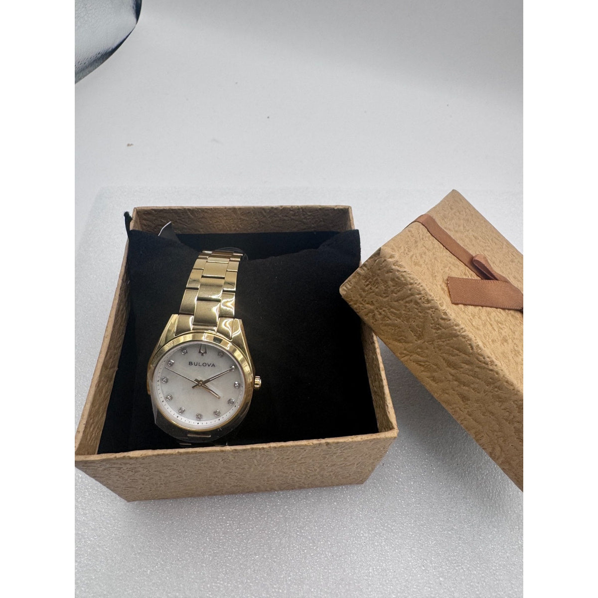 Bulova Surveyor Women's MOP Diamond Dial Gold-Tone Quartz Watch 97P172
