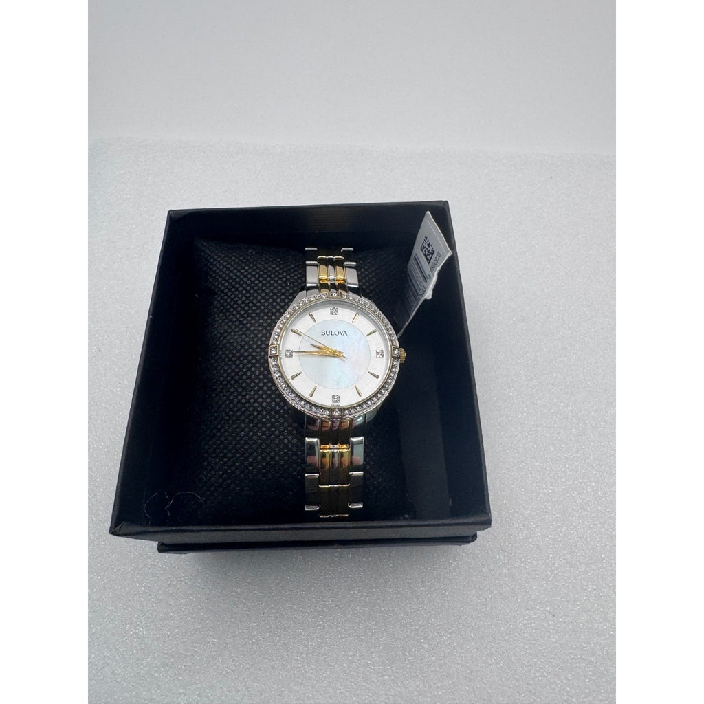 Bulova Women's Quartz Crystal Accent Two-Tone 32mm Watch 98L273 $375 RETAIL