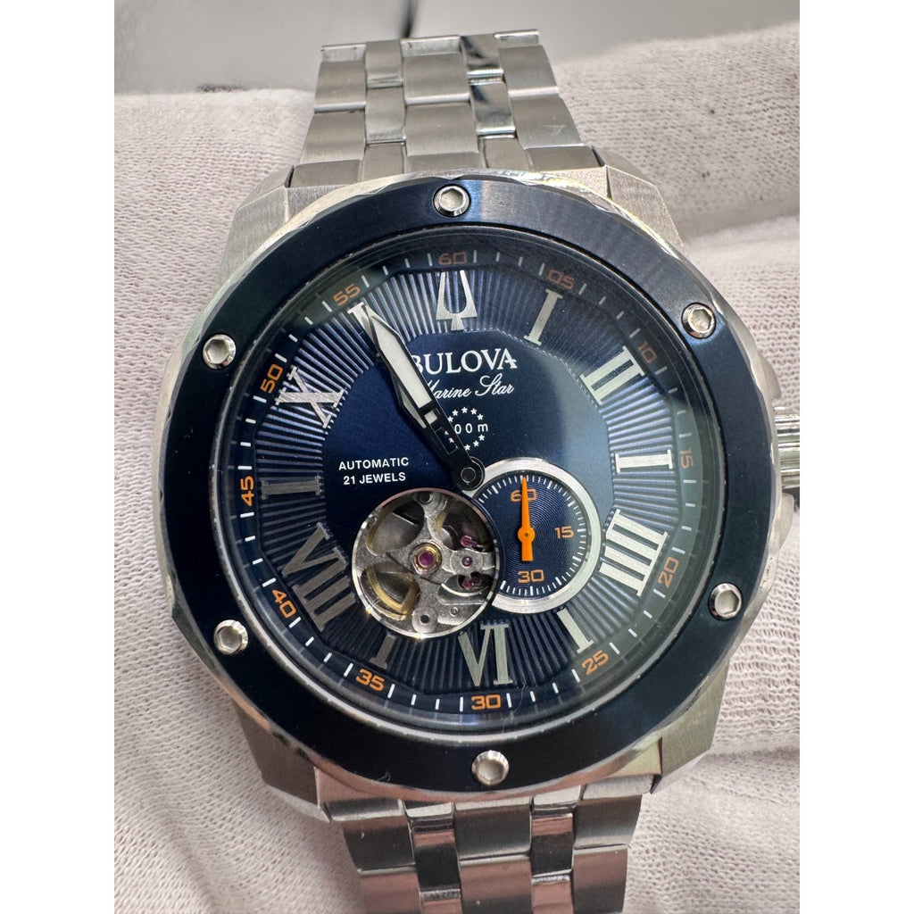 BULOVA Marine Star 98A302 Blue Auto 200M Men's Watch in Box