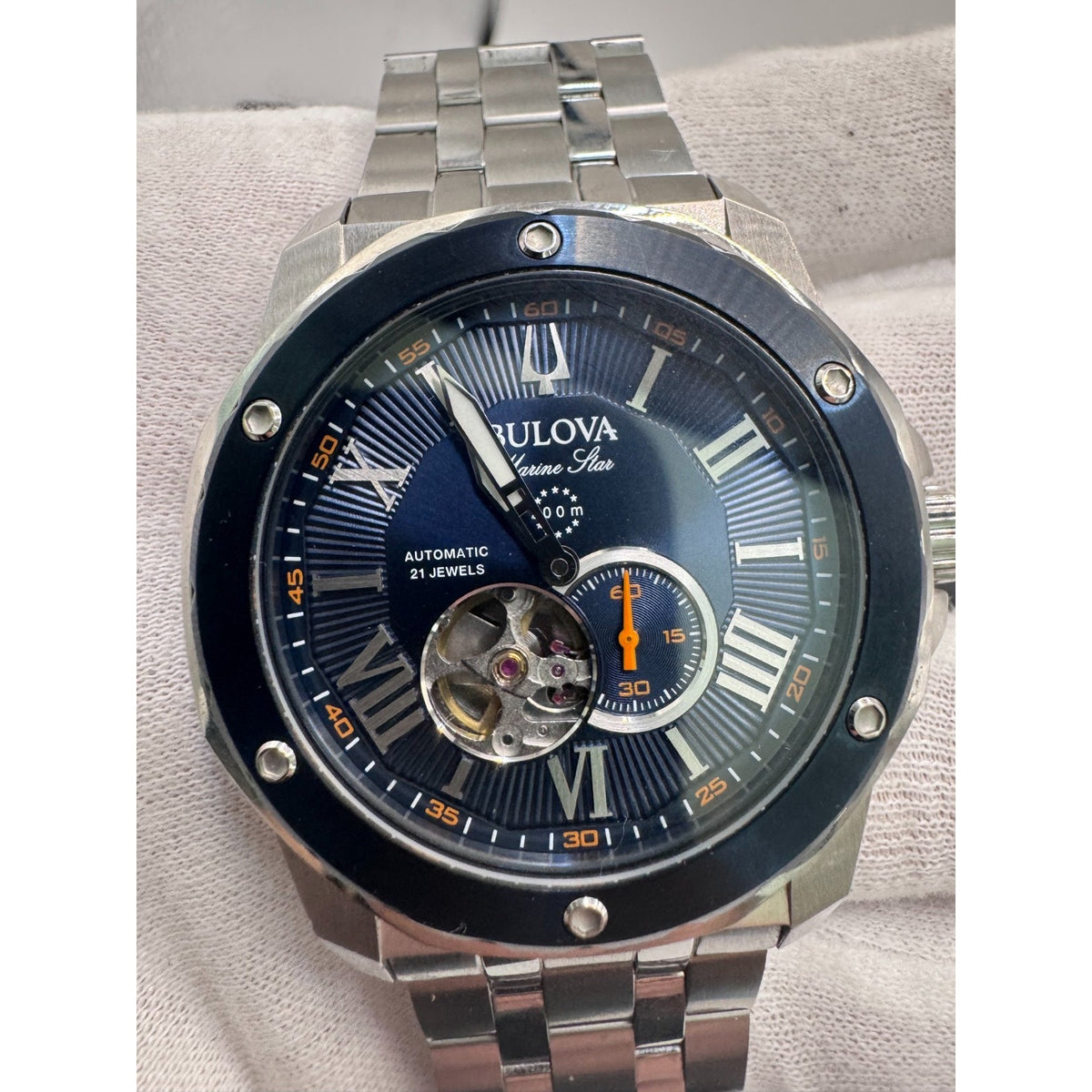 BULOVA Marine Star 98A302 Blue Auto 200M Men's Watch in Box