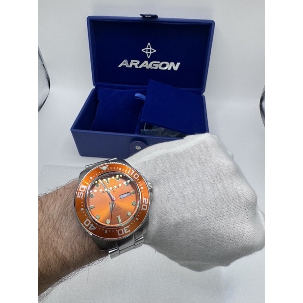 Aragon A054 ORANGE DIAL Divemaster NH36A 50mm AUTOMATIC WATCH Collectors