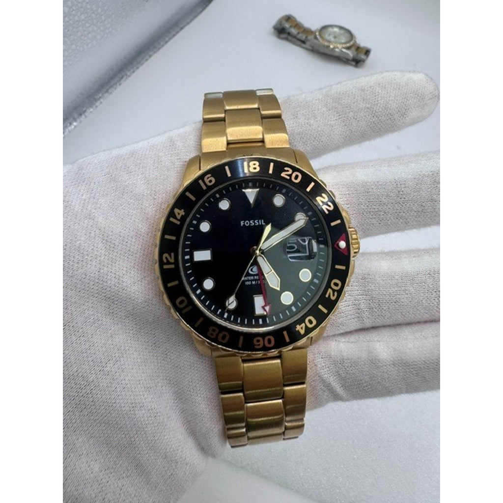 Fossil Blue Gmt Black Dial Men's Watch FS5990 New no tags