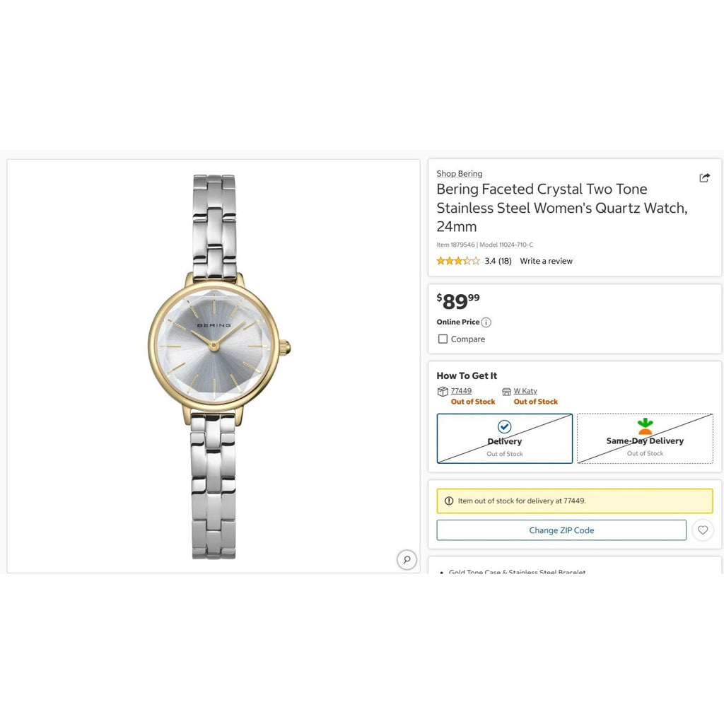 Bering Classic 11024-710-C Silver Dial Two Tone Stainless Steel Women’s Watch