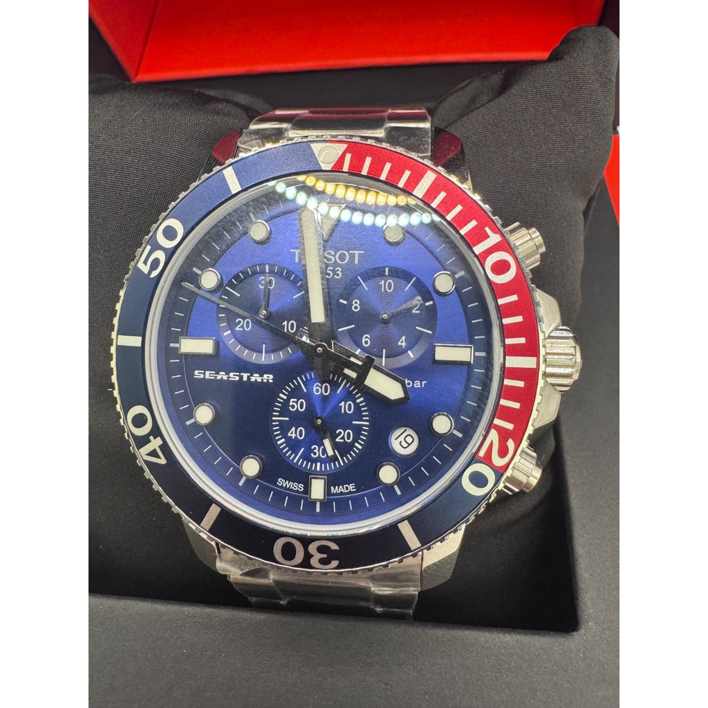 TISSOT SEASTAR 1000 QUARTZ CHRONO BLUE DIAL PEPSI SWISS WATCH T120.417.11.041.03