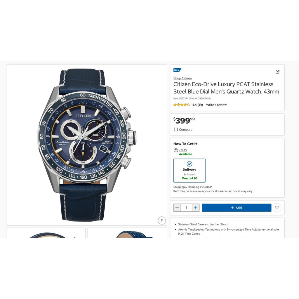 NEW Citizen NAVY CB5918-02L Atomic Time Eco-Drive Perpetual Calendar Men's Watch