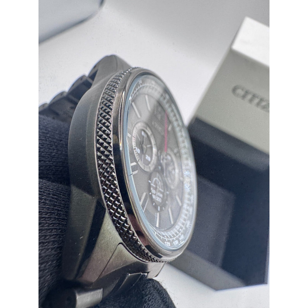 Citizen Eco Drive Men's Nighthawk Chronograph Grey Watch CA4377-53H $575 RETAIL