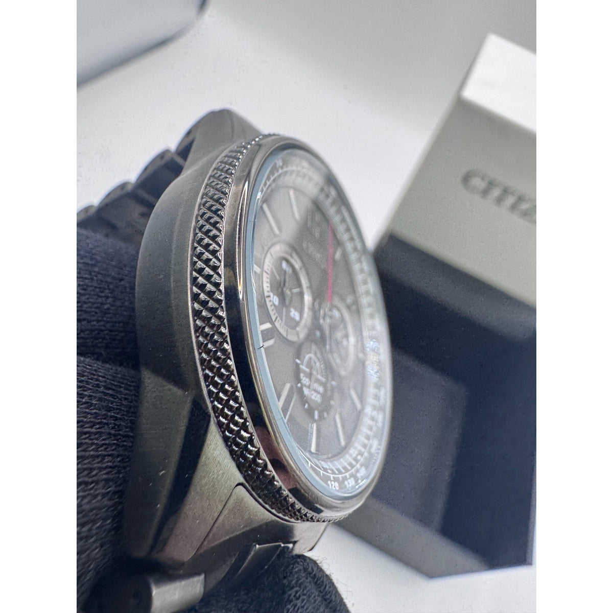 Citizen Eco Drive Men's Nighthawk Chronograph Grey Watch CA4377-53H $575 RETAIL