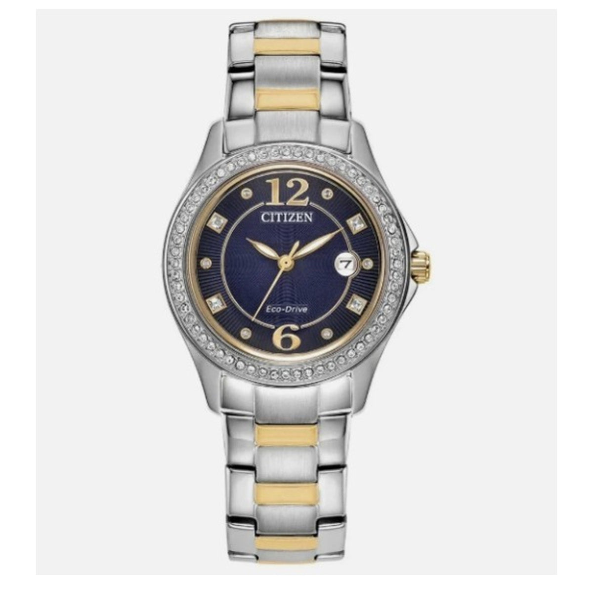 Citizen FE1146-71L Eco-Drive Two-Tone Crystal Diamond Ladies Watch 29mm