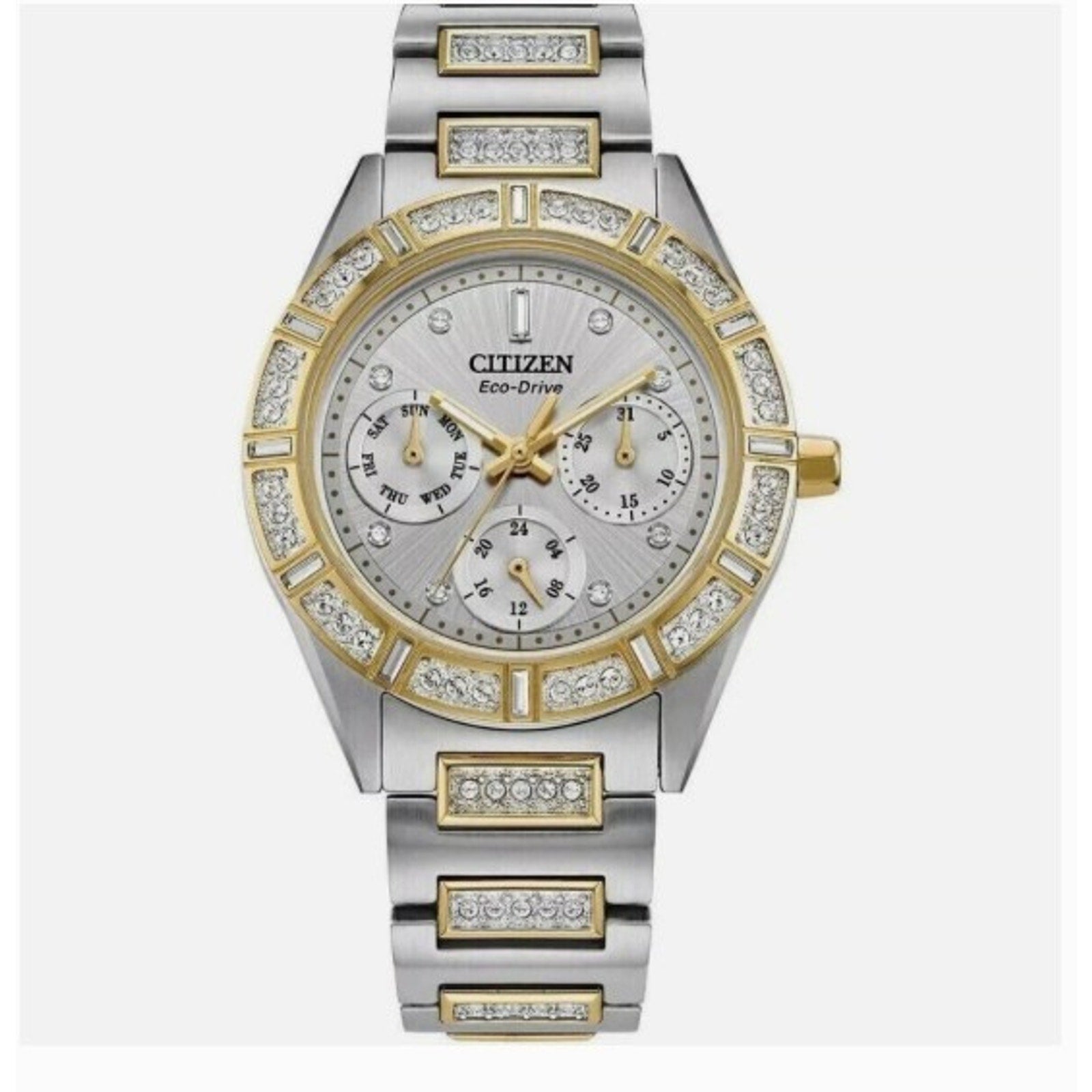 Citizen Eco-Drive Ladies Watch Two-Tone Stainless Steel Crystal Accents