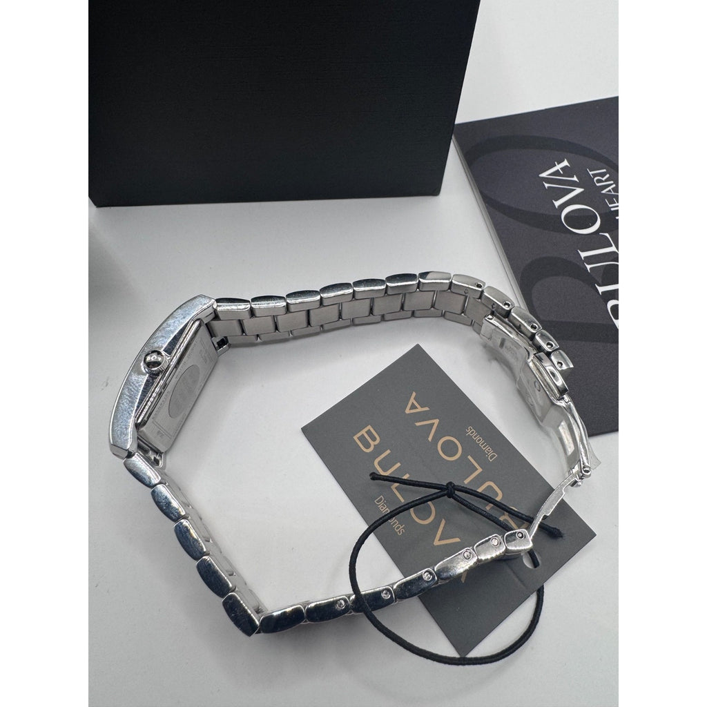 RARE Bulova Classic 96P262 Diamond Blue Dial Stainless Steel Women's Watch