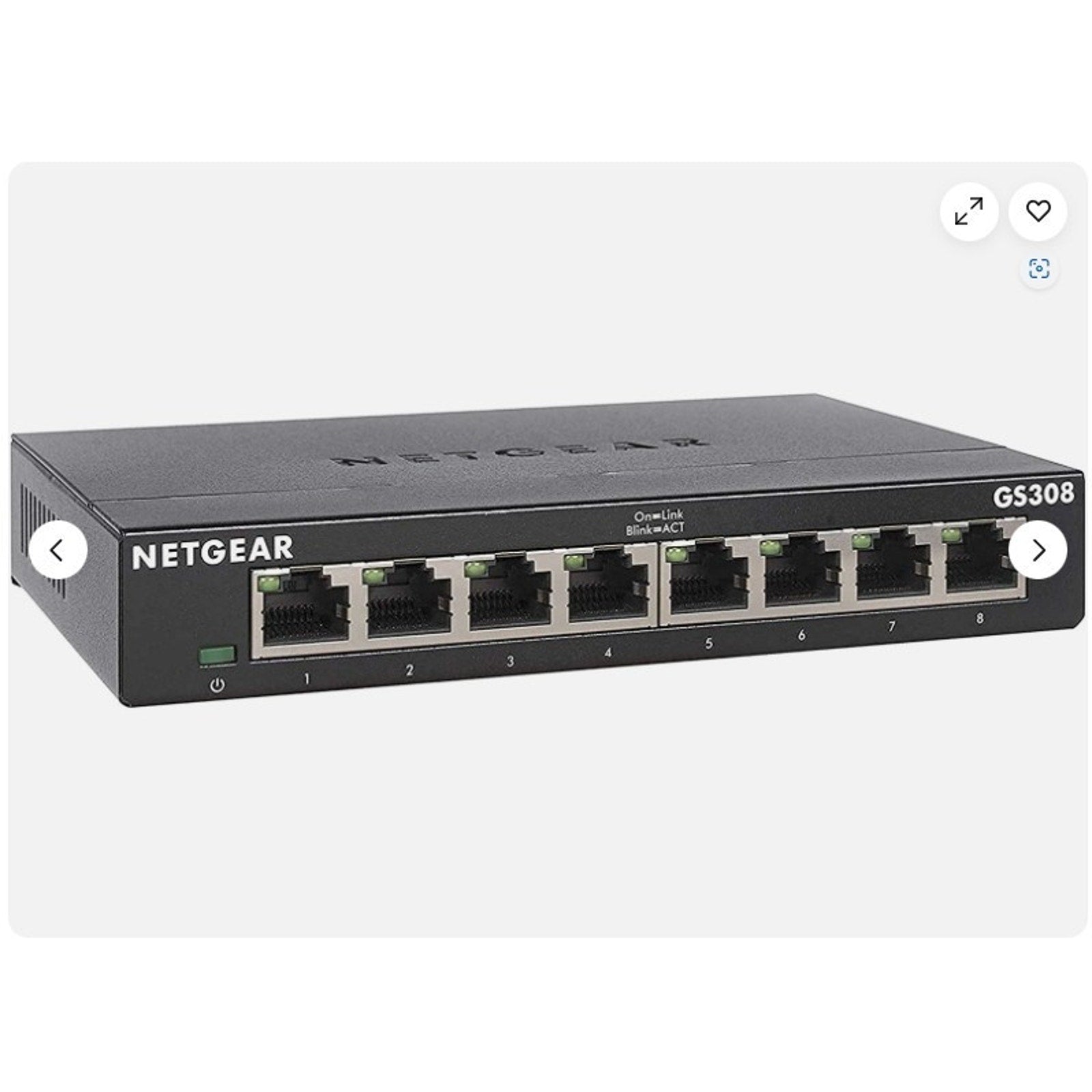 8-Port Gigabit Ethernet Unmanaged Essentials Switch (GS308) - Home Network Hub,